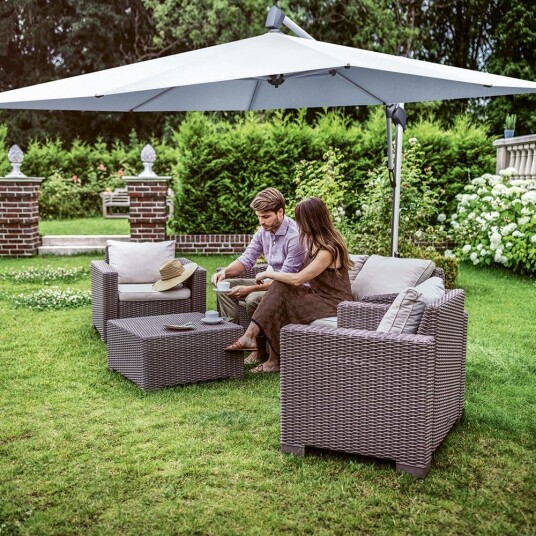Glatz Sombrano S+ fritthengende parasoll 400 cm anodisert aluminium Kat.5 800 Red Stripe