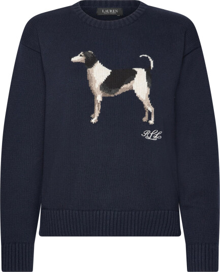 Lauren Ralph Lauren Intarsia-Knit Dog Cotton Sweater - Navy - S Lauren Ralph Lauren Intarsia-Knit Dog Cotton Sweater - Navy - S