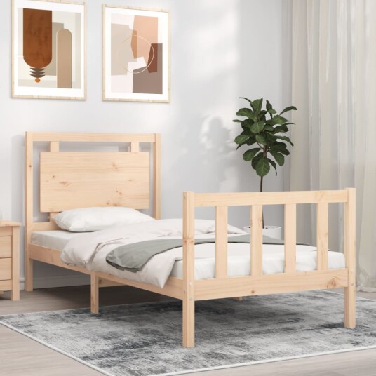 vidaXL Sengeramme med hodegavl 2FT6 liten enkel heltre 8720845972967