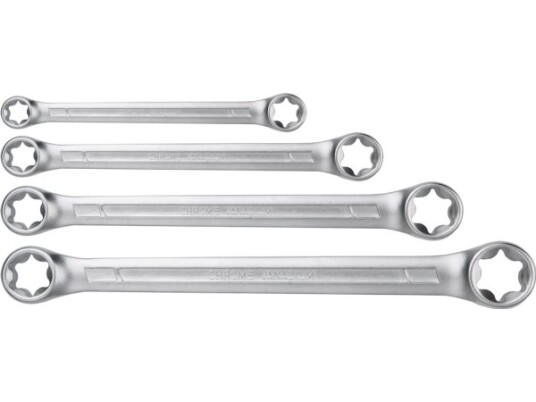 Neo Doble Torx Ringnøkler E6-E24 4 Stk. i Krom-vanadium med Matt Forkrommet Finish Neo Doble Torx Ringnøkler E6-E24 4 Stk. i Krom-vanadium med Matt Forkrommet Finish