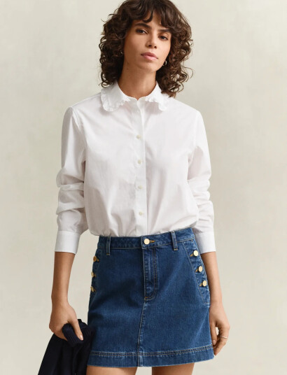 GANT Reg Ctn Frill Collar Shirt White 42 GANT Reg Ctn Frill Collar Shirt White 42