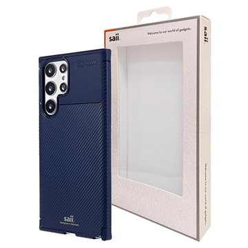 Saii Karbonfiber Samsung Galaxy S22 Ultra 5G TPU Deksel Blå