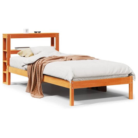 Sengeramme med hodegavl voksbrun 75x190 cm heltre furu 3305732 Sengeramme med hodegavl voksbrun 75x190 cm heltre furu 3305732