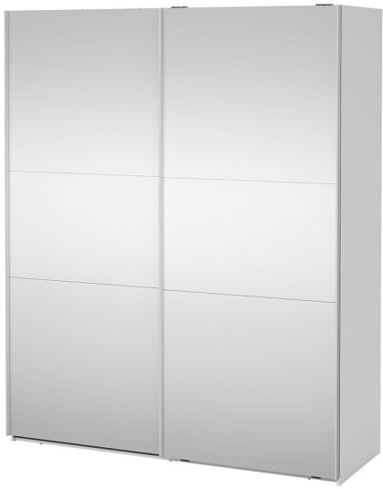 Como skyvedørsskap 2 dører med speil 180x220cm hvit.