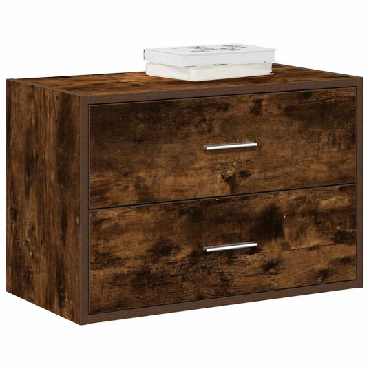  Skap med 2 skuffer røkt eik 60x31x40 cm konstruert tre 8721158577085