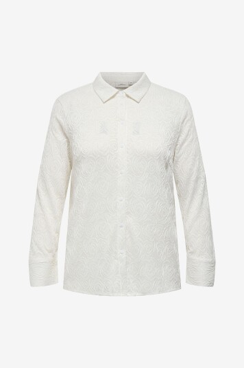 Only Carmakoma Skjorte carRosil LS Lace Shirt Jrs Hvit