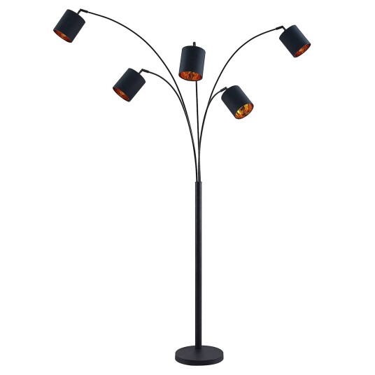 Lindby Abiram gulvlampe, svart/gull Lindby Abiram gulvlampe, svart/gull