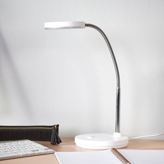 Lindby Milow hvit LED-skrivebordslampe