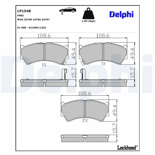 Bremseklosser DELPHI LP1548 Bremseklosser DELPHI LP1548