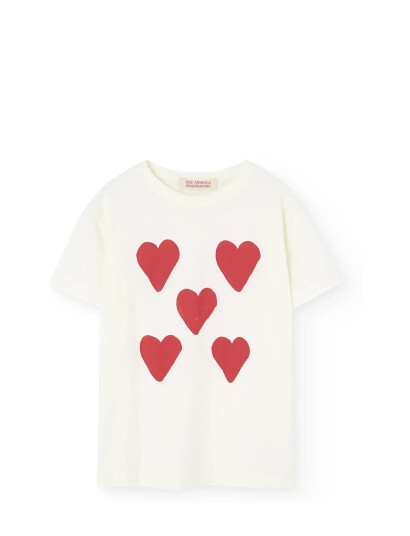THE ANIMALS OBSERVATORY Hearts White Rooster T-Shirt - Cream - 10 Y THE ANIMALS OBSERVATORY Hearts White Rooster T-Shirt - Cream - 10 Y