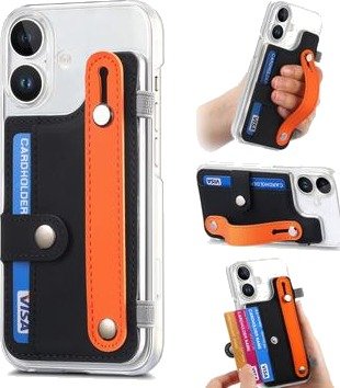 iPhone 16 Plus plastveske CY1 - Kortspor, armbånd, stativ - svart