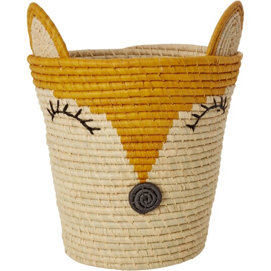 Rice Round Raffia Kurv Med Fox Head Yellow Rice Round Raffia Kurv Med Fox Head Yellow