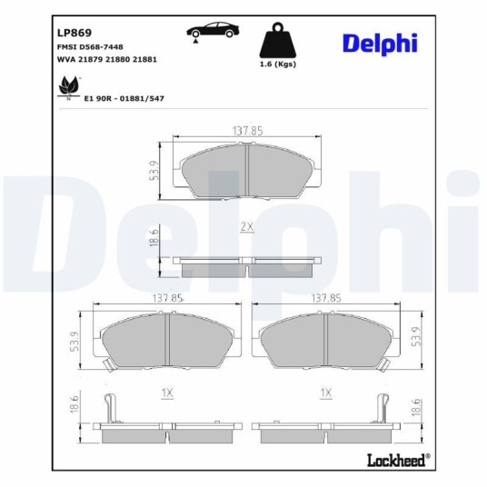 Bremseklosser DELPHI LP869 Bremseklosser DELPHI LP869