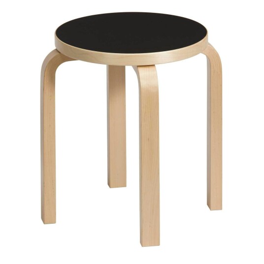 Artek E60 Krakk Bjørk / Sort Linoleum Artek E60 Krakk Bjørk / Sort Linoleum