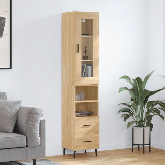 vidaXL Highboard sonoma eik 34,5x34x180 cm konstruert tre 8720845487386