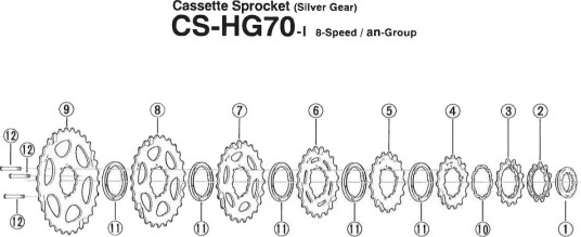 Shimano klinge 15 tands til kassett CS-HG70-I