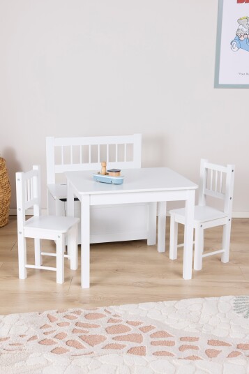 Alice & Fox LOVIS Bord og Stoler + Sofa med Oppbevaring Hvit