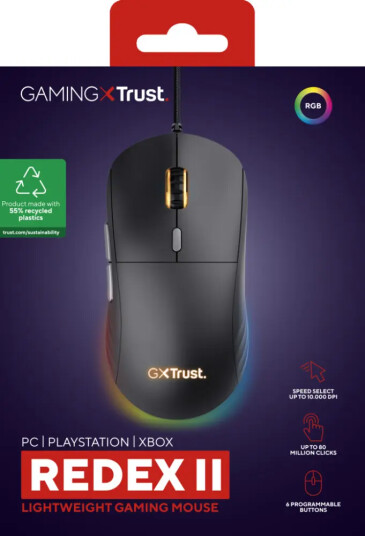 Trust GXT 925 Redex II Lettvekts Gamingmus 10 000 DPI Svart
