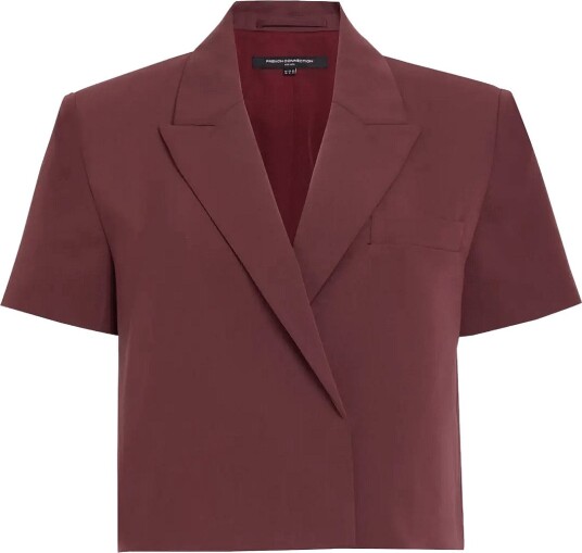 French Connection Rena Tailored Waistcost   CHERRY LIQUEUR   42