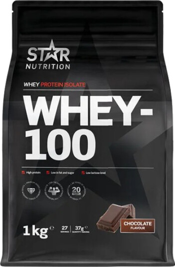 Star Nutrition Whey-100 Myseprotein 1 kg Sjokolade