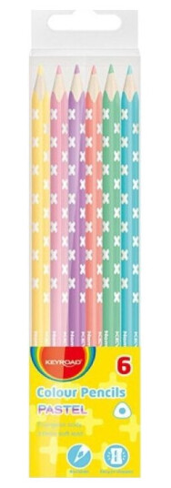 Keyroad Keyroad Blyantstifter, Trekantede, Pastellfargede, 6 Stk, Anheng, Blande Farger