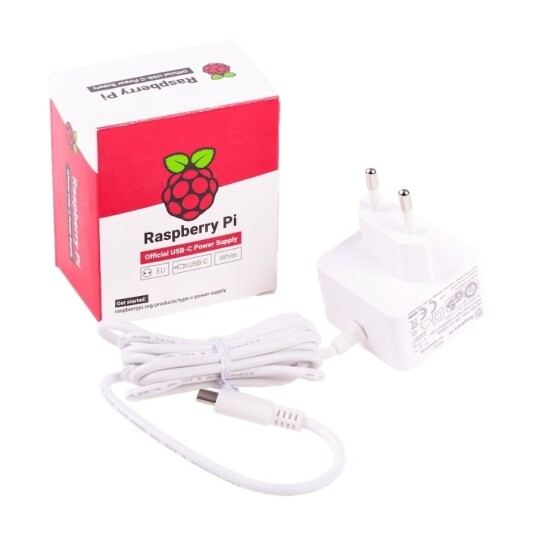 Raspberry Pi 4 USB C strømforsyning white Raspberry Pi 4 USB C strømforsyning white