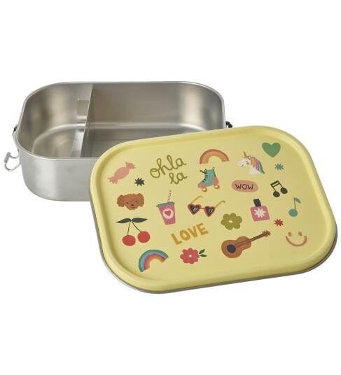 Rice Unicorn Love Print Stainless Steel Lunchbox With Moveable Divider Large 1400 Ml