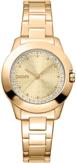 DKNY Dameklokke DK1L021M0055 Park Ave Logo Gullfarget/Gulltonet stål