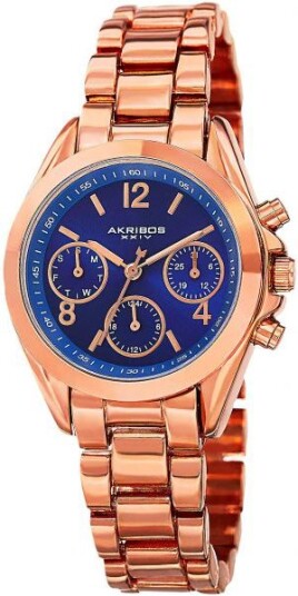 Akribos XXIV Dameklokke AK809RGBU Blå/Rose gulltonet stål Ø33 mm