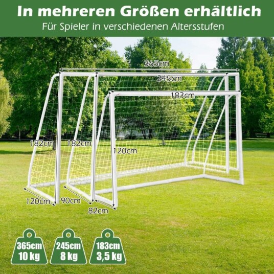 245 x 180 cm fotballmål med høystyrkenett og 6 bakkepigger værfast mål for fotballtrening