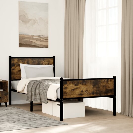  Sengeramme i metall uten madrass røkt eik 80x200 cm 8721102954283