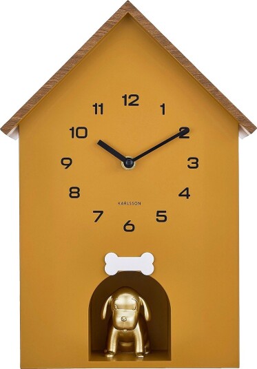 Karlsson Veggklokke Dog House Gul