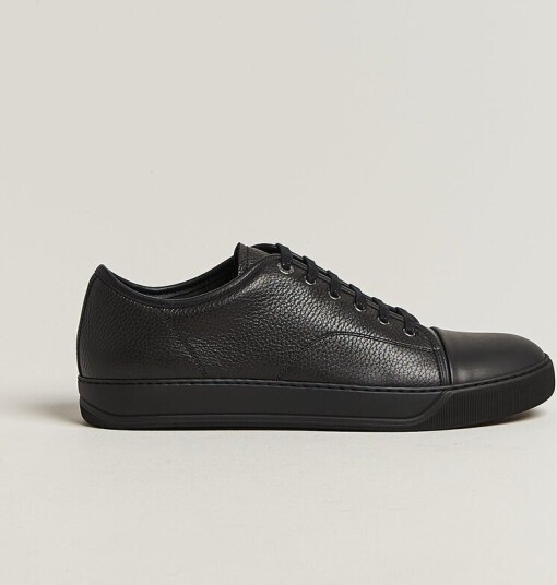 Lanvin DBB1 Grain Leather Cap Toe Sneaker Black