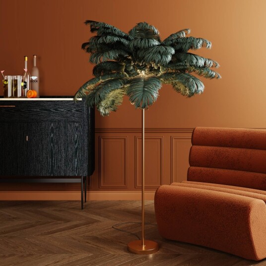 KARE Designer gulvlampe Feather Palm, Messing / gull, Stue / spisestue, Metall, Design KARE Designer gulvlampe Feather Palm, Messing / gull, Stue / spisestue, Metall, Design