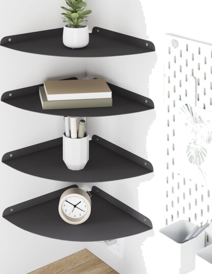 vidaXL Flytende hylle med hylle med lagring 4 pcs Svart 30 x 30 x 2 cm