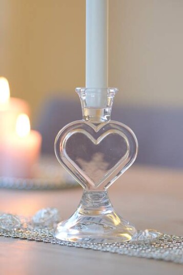 Lysestake hjerteformet i glass