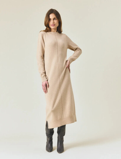 Lexington Clothing Straight Fit Midi Knitted Dress Cream XS Lexington Clothing Straight Fit Midi Knitted Dress Cream XS
