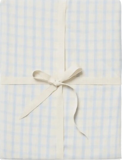 Garbo&Friends Muslin Fitted Sheet Junior Gingham Sky Blue Garbo&Friends Muslin Fitted Sheet Junior Gingham Sky Blue