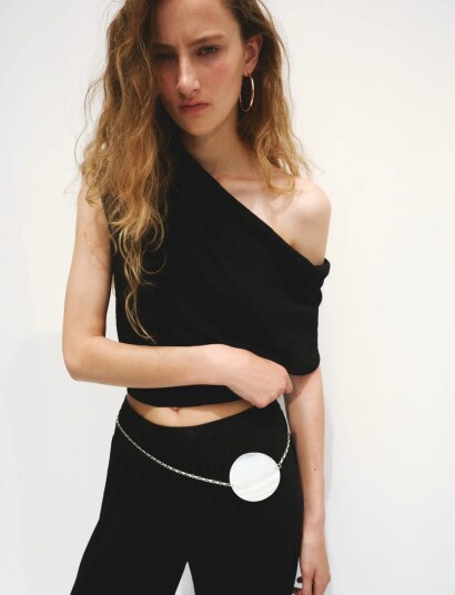Mango Mid Rise Harem Pants Black L