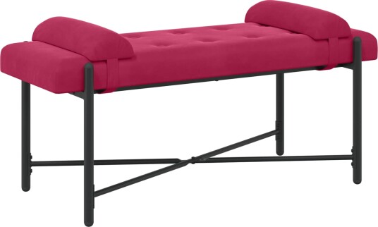 vidaXL Knappet tuftet benk med puter Vinrød 110 x 40 x 46 cm Fløyel