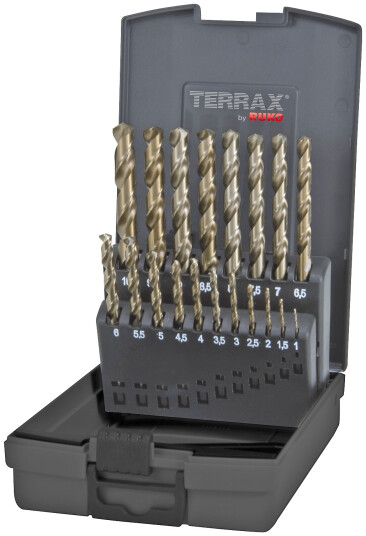 Terrax spiralborsett DIN338 HSS-Co5 1-10Ã0,5mm Terrax spiralborsett DIN338 HSS-Co5 1-10Ã0,5mm