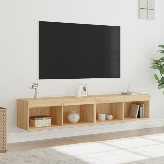 vidaXL TV-benk med LED 2 stk sonoma eik 80x30x30 cm 8721012257306 vidaXL TV-benk med LED 2 stk sonoma eik 80x30x30 cm 8721012257306