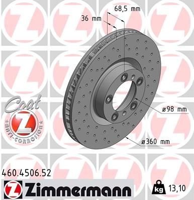 Bremseskive ZIMMERMANN 460.4506.52 Bremseskive ZIMMERMANN 460.4506.52