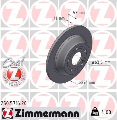 Bremseskive ZIMMERMANN 250.5716.20 Bremseskive ZIMMERMANN 250.5716.20