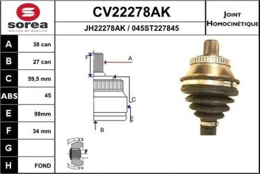 Drivledd EAI CV22278AK Drivledd EAI CV22278AK
