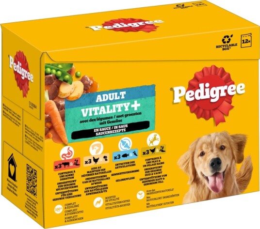 Pedigree Våtfôr Adult Porsjonsposer Til Hund Vitality+ I Saus Sparepakke 4 Varianter 48 X 85 G Pedigree Våtfôr Adult Porsjonsposer Til Hund Vitality+ I Saus Sparepakke 4 Varianter 48 X 85 G