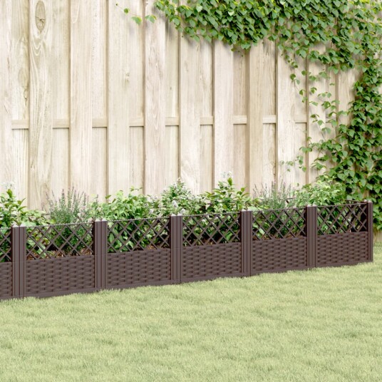 Plantekasse med plugger brun 363,5x43,5x43,5 cm PP