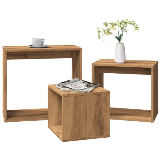 Stablebord 3 stk artisan eik konstruert tre 8721158440280 Stablebord 3 stk artisan eik konstruert tre 8721158440280
