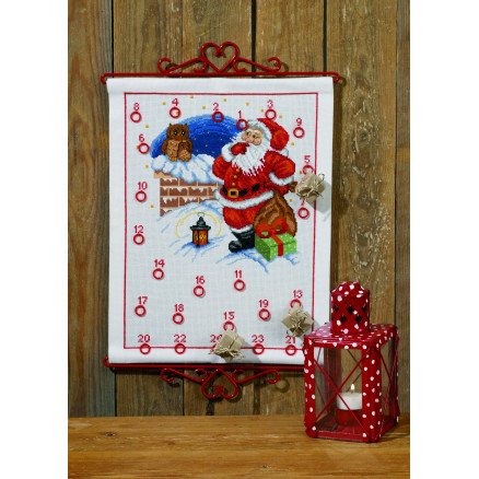 Permin Broderisett Julekalender Julenisse og Ugle 32 x 41 cm