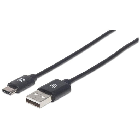 Manhattan 1m USB-C til USB A-kabel, svart, USB 2.0 Manhattan 1m USB-C til USB A-kabel, svart, USB 2.0